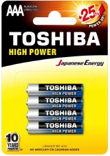 PILHA ALCALINA AAA TOSHIBA LR03G (CAR/1) COM 4 PILHAS
