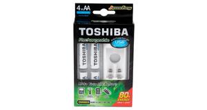 CARREGADOR PILHA USB TOSHIBA AA/AAA COM 4 PILHASAA